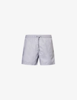 Shop Arne Men's Grey Essential Elasticated-waist Swim Shorts