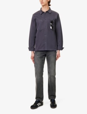 Shop Arne Mens Vy Garment Dyed Stretch-cotton Overshirt In Navy