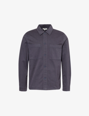 Shop Arne Men's Vy Garment Dyed Stretch-cotton Overshirt In Navy