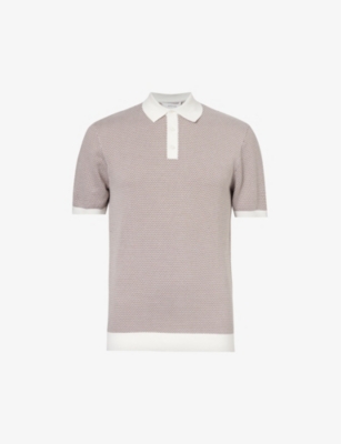 Arne Mens Stone Cotton Knitted Polo Shirt