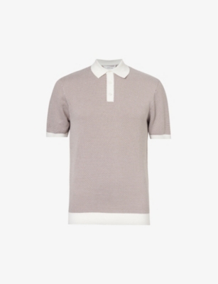 Shop Arne Mens Stone Cotton Knitted Polo Shirt Xxl