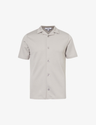 Shop Arne Mens Textured Collared Regular-fit Stretch-woven Shirt Stone