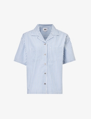 OBEY: Dominique stripe-print cotton shirt