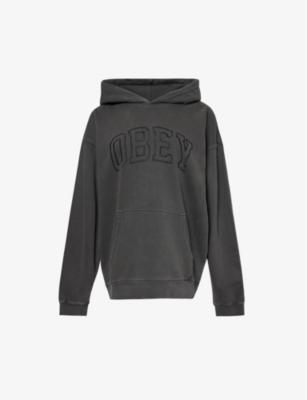 Shop Obey Women's Pigment Pirate Black Logo-embroidered Relaxed-fit Cotton-blend Hoody