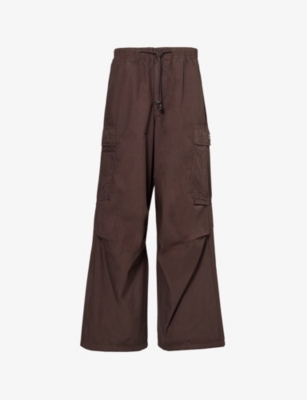 OBEY: Patch-pocket relaxed-fit wide-leg mid-rise cotton cargo trousers