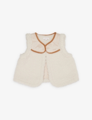 Chloé Babies' Off White  Stone Brand-embroidery Faux-shearling Gilet 9 Months-3 Year