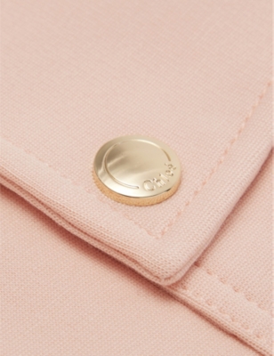 CHLOÉ PINK  WASHED PINK BUTTON-POCKET ROUND-NECK WOVEN-BLEND DRESS 4-14 Y 