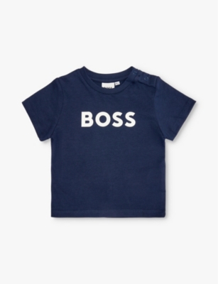 HUGO BOSS LOGO TEXT-PRINT COTTON-JERSEY T-SHIRT 6 MONTHS- 3 YEAR 