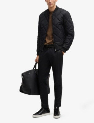BOSS: Quilted baseball-collar wool-blend jacket