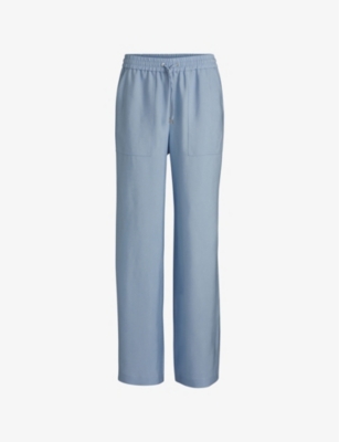 BOSS: Elasticated-waist wide-leg woven trousers