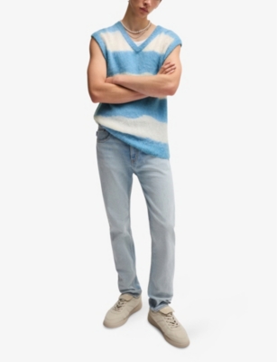 HUGO: Striped V-neck knitted vest