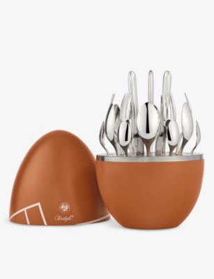 Shop Christofle Mood Roland Garros 24-piece Silver-plated Cutlery Set