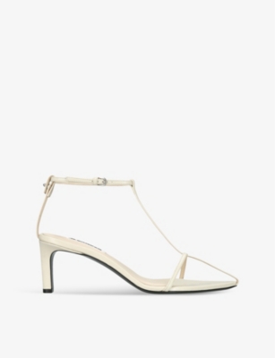 Jil Sander High 65 Leather Sandals In White