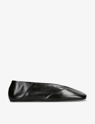 Jil Sander Woman Ballet Flats Black Size 10 Soft Leather In Black