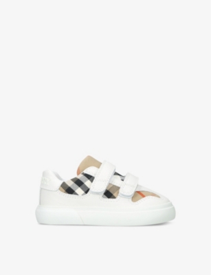 BURBERRY: Kids' Noah check-print leather low-top trainers