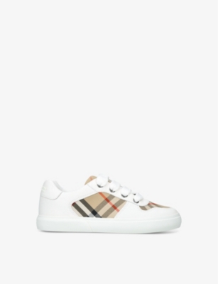 BURBERRY: Kids' Noah check-print leather low-top trainers