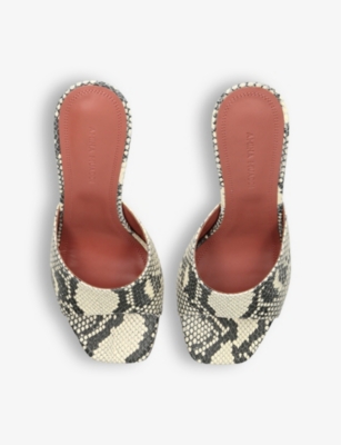 AMINA MUADDI WOMENS OTHER LUPITA SNAKE-EMBOSSED HEELED LEATHER MULES EUR 38/5 UK 
