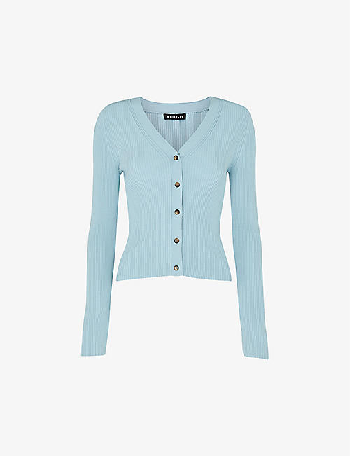 WHISTLES: V-neck slim-fit ribbed knitted cardigan