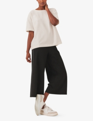 THE WHITE COMPANY: Side-Stripe Cropped Stretch-Jersey Trousers