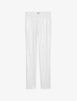 ZADIG&VOLTAIRE: Prune sequin-embellished high-rise stretch-cotton trousers
