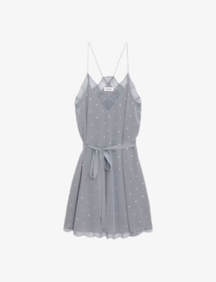 ZADIG&VOLTAIRE: Ristyz diamante-embellished lace-trim silk mini dress