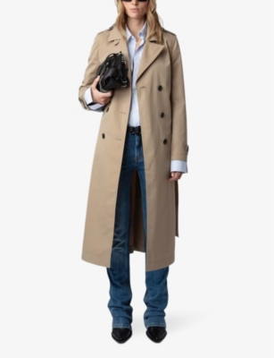 Zadig & Voltaire Mandy Trench Maxi Coat In Latte