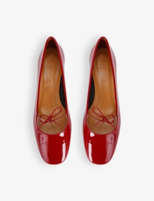 Aeyde Womens Red Darya 25 Bow-fastened Patent-leather Ballet Flats In Red