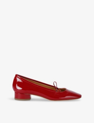 Aeyde Womens Red Darya 25 Bow-fastened Patent-leather Ballet Flats In Red