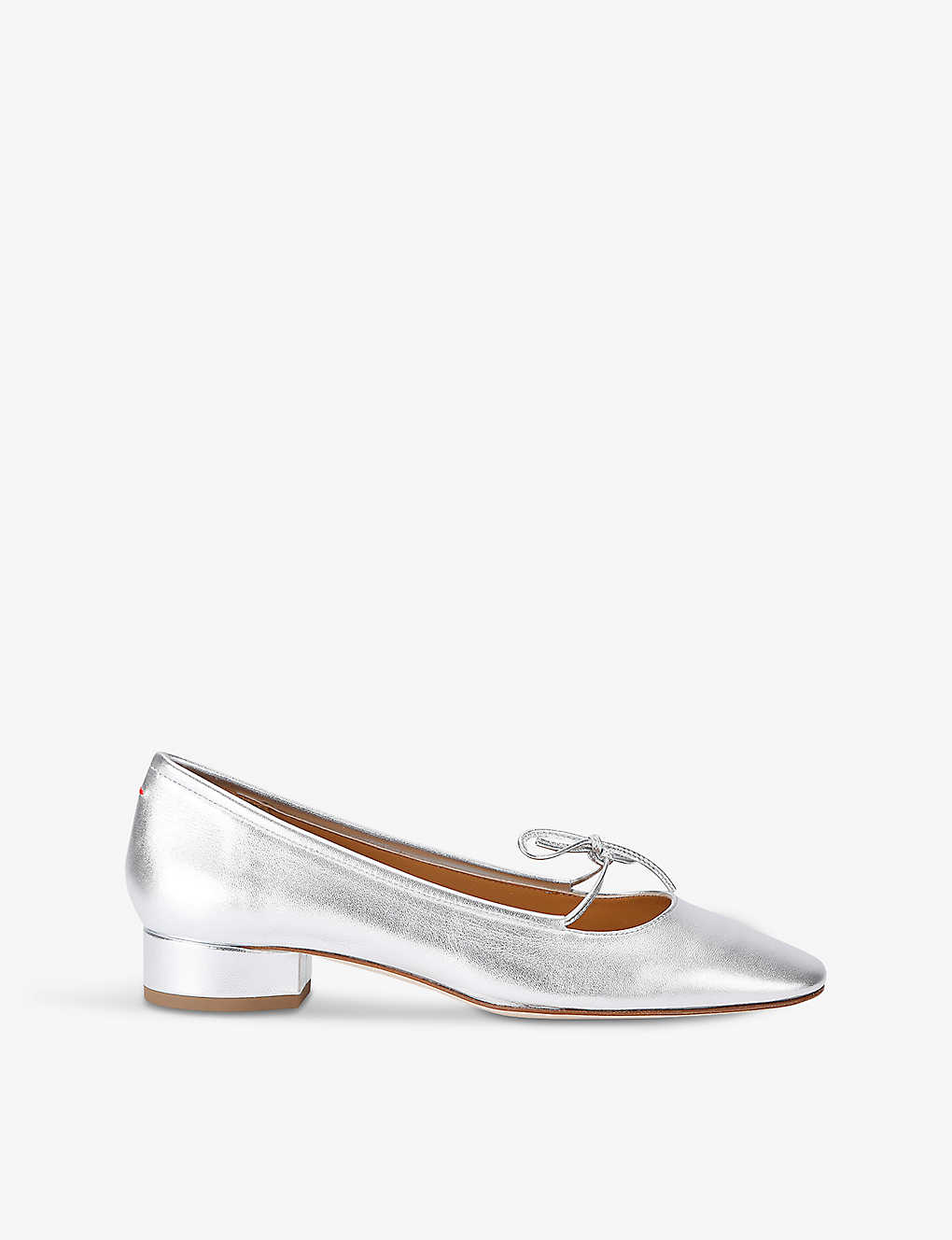 Shop Aeyde Women's Silver Darya Bow-embellished Metallic-leather Heeled Courts