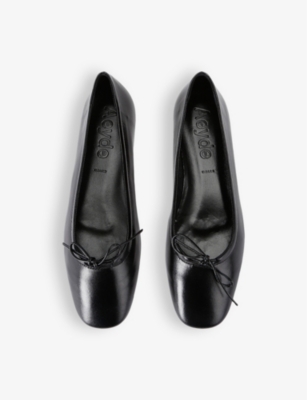 Aeyde Delfina Leather Bow Ballerina Flats In Black