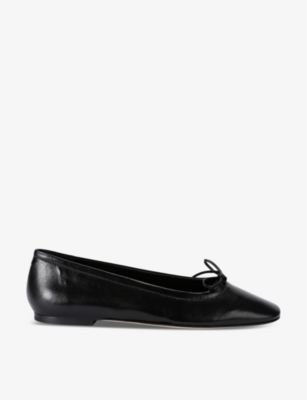 Aeyde Delfina Leather Bow Ballerina Flats In Black
