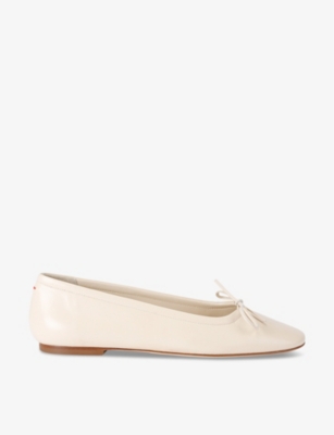 Shop Aeyde Women's Cream Delfina Bow-embellished Leather Ballet Flats