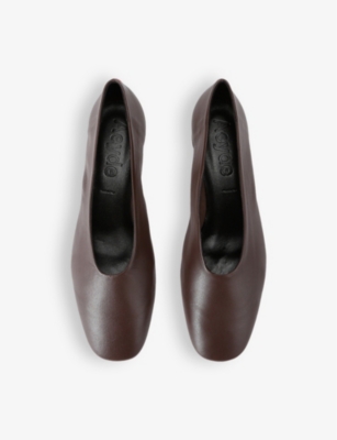 Shop Aeyde Womens Dark Brown Delia Pointed-toe Leather Heeled Courts Eur 36 / 3 Uk