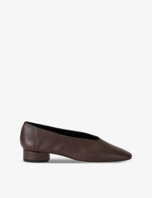 Shop Aeyde Womens Dark Brown Delia Pointed-toe Leather Heeled Courts Eur 36 / 3 Uk