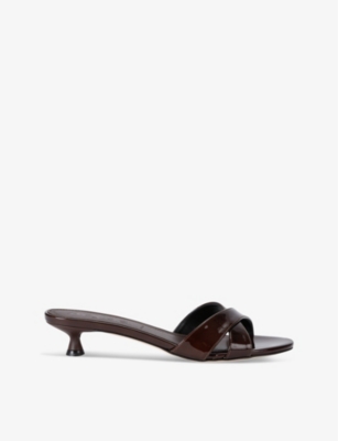 AEYDE: Stina cross-strap patent-leather heeled mules