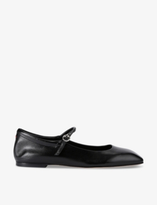 Shop Aeyde Women's Black Uma Square-toe Leather Pumps