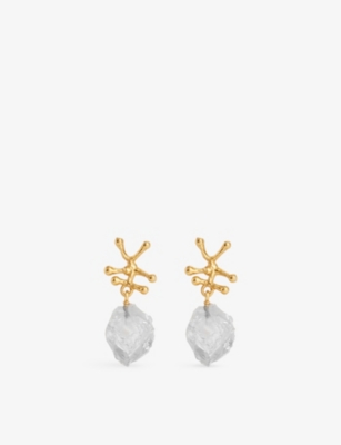 Shop Shyla Women's Clear Nuria 22ct Yellow Gold-plated Sterling-silver Earrings