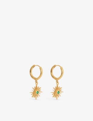 Shop Shyla Women's Emerald Green Felicity 22ct Yellow Gold-plated Sterling-silver Earrings