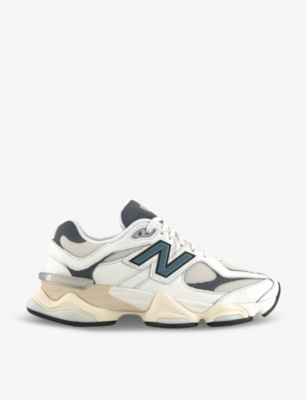 NEW BALANCE: 9060 brand-patch leather and mesh low-top trainers