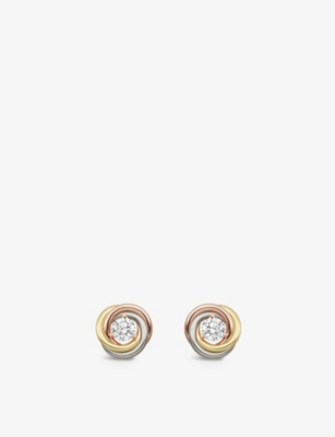 CARTIER: Trinity 18ct white, yellow, rose-gold and 0.36ct brilliant-cut diamond earrings