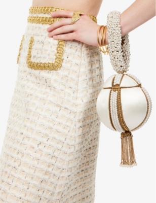 Shop Mae Cassidy Women's Off-white/gold Pearl Gold-plated Metal Clutch