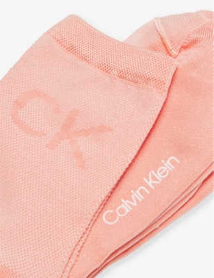 Shop Calvin Klein Womens Light Pink Brand-print Mid-calf Pack Of Two Stretch-woven Socks