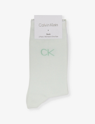 CALVIN KLEIN: Iridescent mid-calf pack of two stretch cotton-blend knitted socks