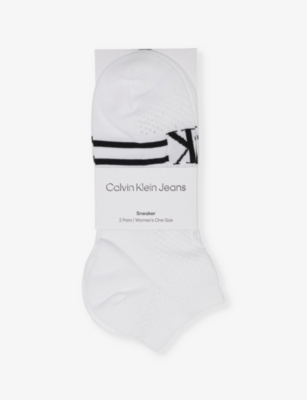 CALVIN KLEIN: Mesh-panel low-cut pack of two stretch-woven socks