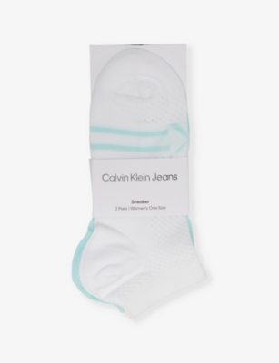 CALVIN KLEIN: Mesh-panel low-cut pack of two stretch-woven socks