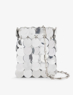 Shop Rabanne Women's Silver Sparkle Mini Woven Clutch