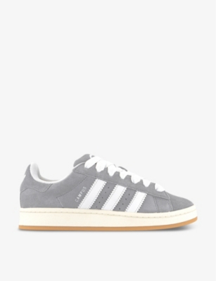 Shop Adidas Originals Adidas Women's Grey White Campus 00s Brand-stripe Low-top Suede Trainers