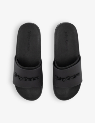 Shop Juicy Couture Women's Black Breanna Logo-embossed Rubber Sliders