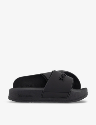 Shop Juicy Couture Women's Black Breanna Logo-embossed Rubber Sliders