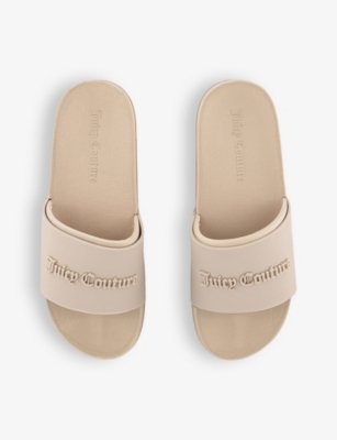 Shop Juicy Couture Womens  Breanna Logo-embossed Rubber Sliders In Brazilian Sand